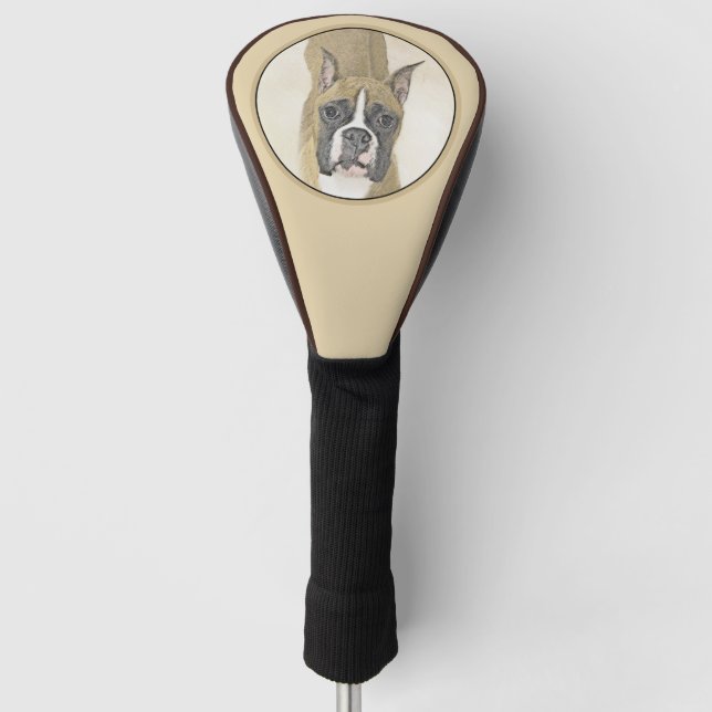 Boxer-Malerei - Niedliche Original Hunde-Kunst Golf Headcover (Vorderseite)