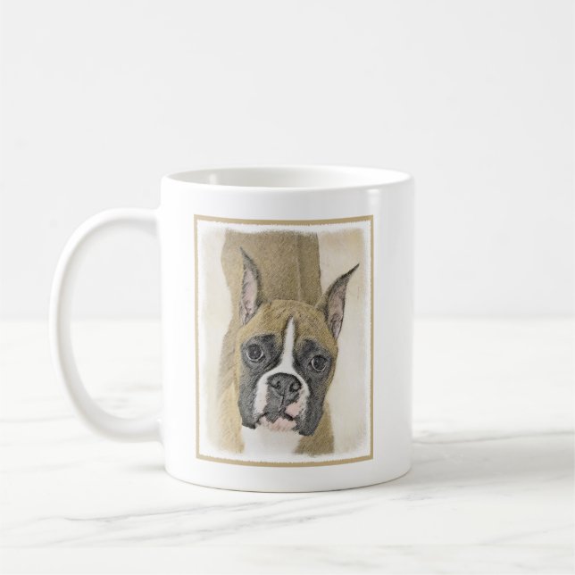 Boxer-Malerei - Niedliche Original Hunde-Kunst Kaffeetasse (Links)