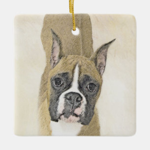Boxer-Malerei - Niedliche Original Hunde-Kunst Keramikornament
