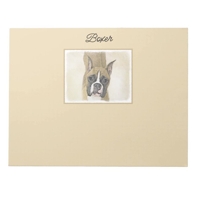 Boxer-Malerei - Niedliche Original Hunde-Kunst Notizblock (Vorderseite)