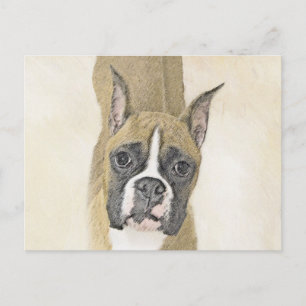 Boxer-Malerei - Niedliche Original Hunde-Kunst Postkarte
