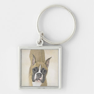 Boxer-Malerei - Niedliche Original Hunde-Kunst Schlüsselanhänger