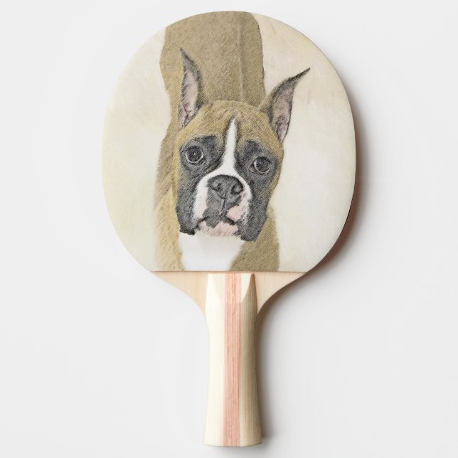 Boxer-Malerei - Niedliche Original Hunde-Kunst Tischtennis Schläger (Vorderseite)
