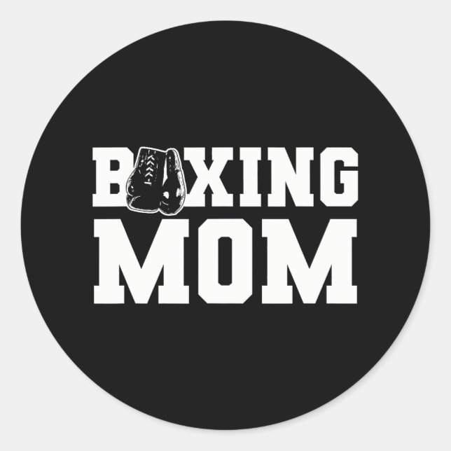 Boxer Mama Boxhandschuhe Runder Aufkleber (Vorderseite)