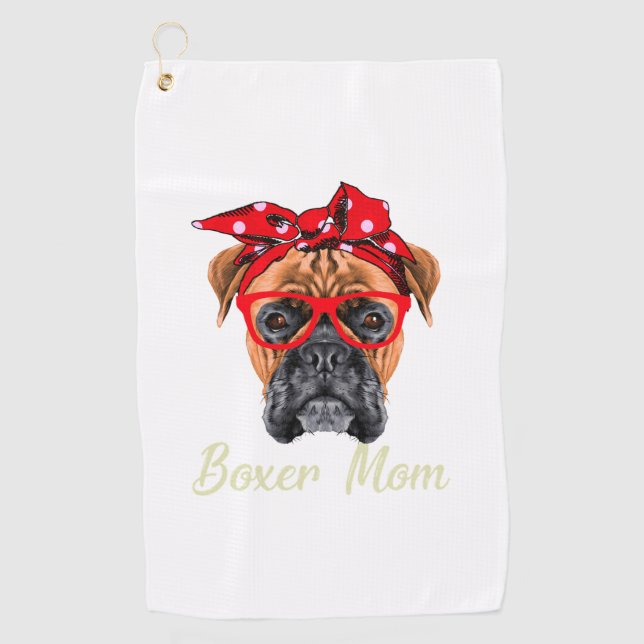 Boxer Mama Golfhandtuch (Vorderseite)