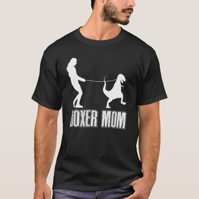 Boxer Mama Hund Dinosaurier Frauentag T-Shirt (Vorderseite)