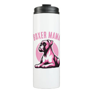 Boxer Mama: Niedliche Pink Boxer Dog Silhouette Thermosbecher