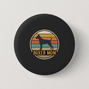Boxer-Mama Retro-Sonnenuntergang Hund Button