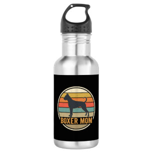 Boxer-Mama Retro-Sonnenuntergang Hund Edelstahlflasche