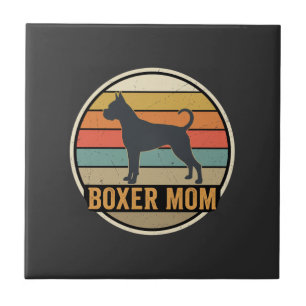 Boxer-Mama Retro-Sonnenuntergang Hund Fliese