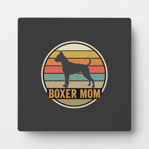 Boxer-Mama Retro-Sonnenuntergang Hund Fotoplatte