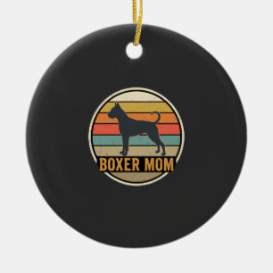 Boxer-Mama Retro-Sonnenuntergang Hund Keramik Ornament