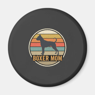 Boxer-Mama Retro-Sonnenuntergang Hund Magnet