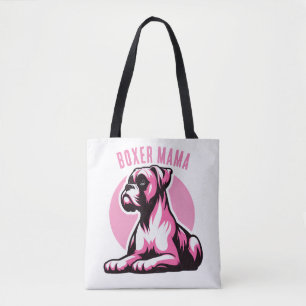 Boxer Mama: Süße rosa Boxer-Hund-Silhouette Tasche