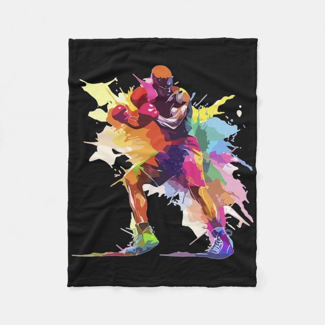 Boxer Mann Boxen Farbspritzer Kickboxer Kickboxen Fleecedecke (Vorderseite)