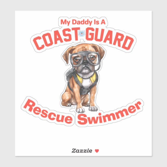 Boxer mein Papa ist ein Rettungsschwimmer der USCG Aufkleber (Blatt)