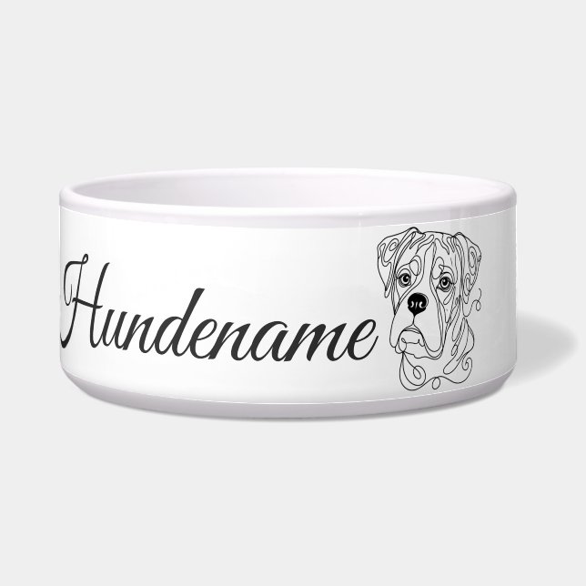 Boxer Minimalist Line Art personalized bowl Napf (Vorderseite)