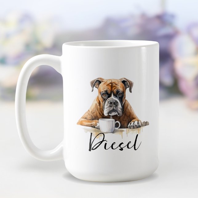 Boxer mit Kaffeehund Tasse mit Einstellung Aquarel (Von Creator hochgeladen)