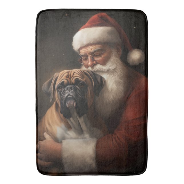 Boxer mit Weihnachtsfeiern Badematte (Vorderseite Vertikal)
