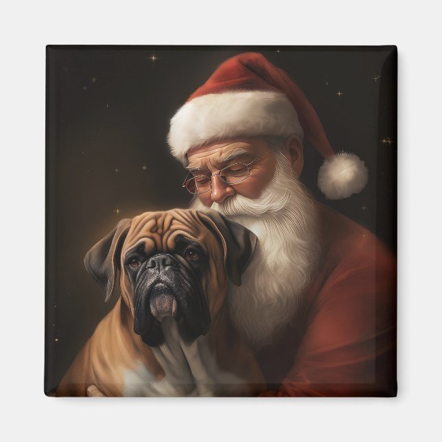 Boxer mit Weihnachtsfeiern Magnet (Vorne)
