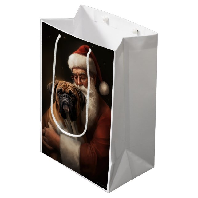 Boxer mit Weihnachtsfeiern Mittlere Geschenktüte (Vorderseite Schrägansicht)
