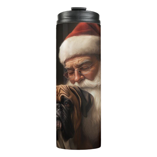 Boxer mit Weihnachtsfeiern Thermosbecher (Vorderseite)