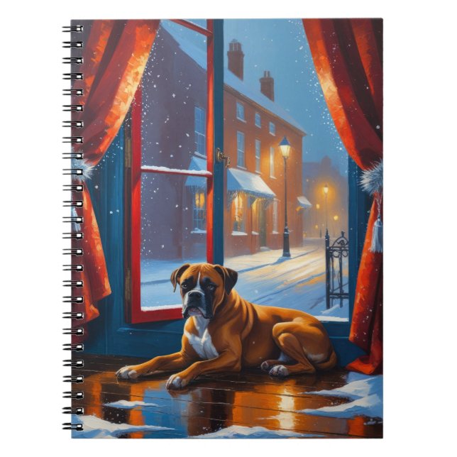 Boxer mit Weihnachtslichtern Urlaub Notizblock (Vorderseite)