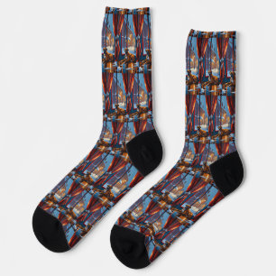Boxer mit Weihnachtslichtern Urlaub Socken