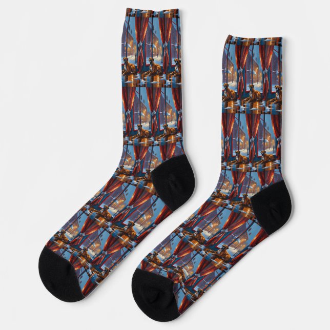 Boxer mit Weihnachtslichtern Urlaub Socken (Linkes Detail)
