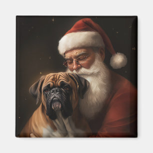 Boxer mit Weihnachtsmann Festive Weihnachten Magnet