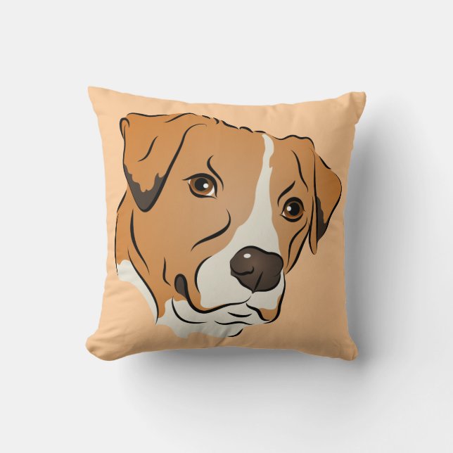 Boxer Mix Grafisches Dog-Portrait Kissen (Vorderseite)