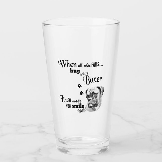 Boxer moderne Kunst niedlicher Hund züchtet Slogan Glas (Vorderseite)