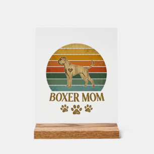 Boxer-Mutter-Hund Retro-Sonnenuntergang-Pfotenabdr Acrylschild