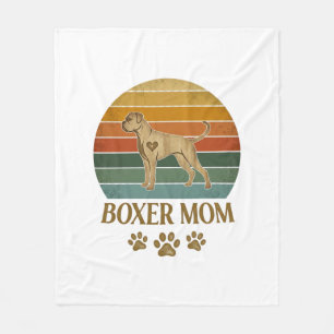 Boxer-Mutter-Hund Retro-Sonnenuntergang-Pfotenabdr Fleecedecke