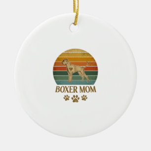 Boxer-Mutter-Hund Retro-Sonnenuntergang-Pfotenabdr Keramik Ornament