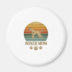 Boxer-Mutter-Hund Retro-Sonnenuntergang-Pfotenabdr Magnet