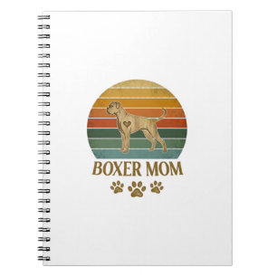 Boxer-Mutter-Hund Retro-Sonnenuntergang-Pfotenabdr Notizblock