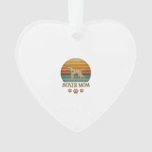 Boxer-Mutter-Hund Retro-Sonnenuntergang-Pfotenabdr Ornament