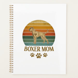 Boxer-Mutter-Hund Retro-Sonnenuntergang-Pfotenabdr Planer