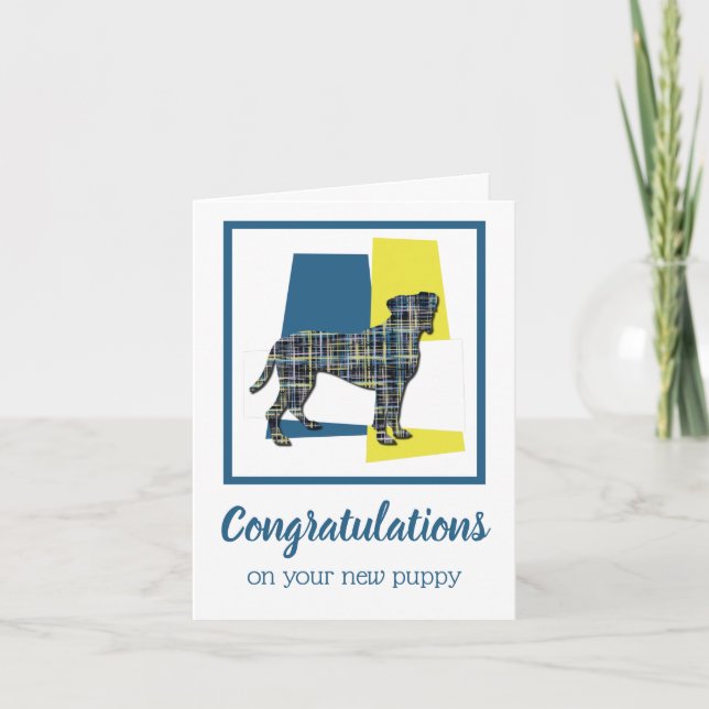 Boxer New Puppy Gratulation Gruß Karte (Vorderseite)