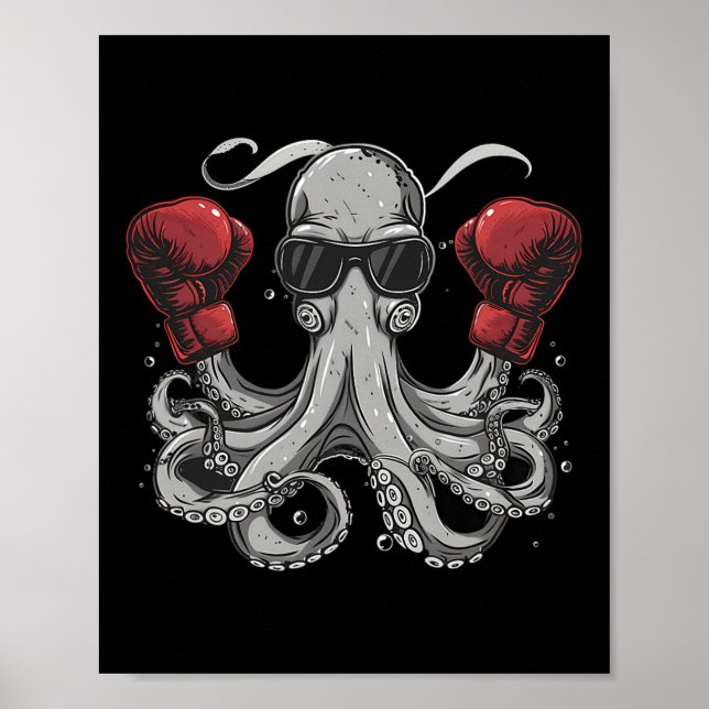 Boxer Octopus Lover Ocean Creature Boxkick Poster (Vorne)