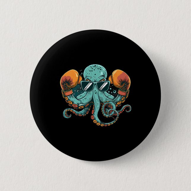 Boxer Octopus Lover Ocean Sea Creature Funny Boxen Button (Vorderseite)