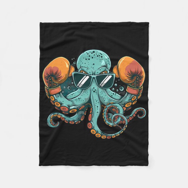 Boxer Octopus Lover Ocean Sea Creature Funny Boxen Fleecedecke (Vorderseite)
