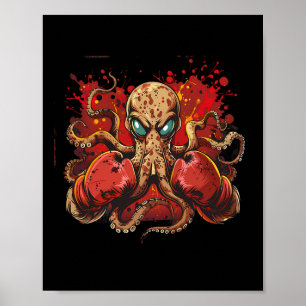 Boxer Octopus Lover Ocean Sea Creature Funny Boxen Poster