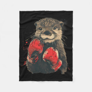 Boxer Otter mit Boxhandschuhen Kickboxen Lustig Bo Fleecedecke