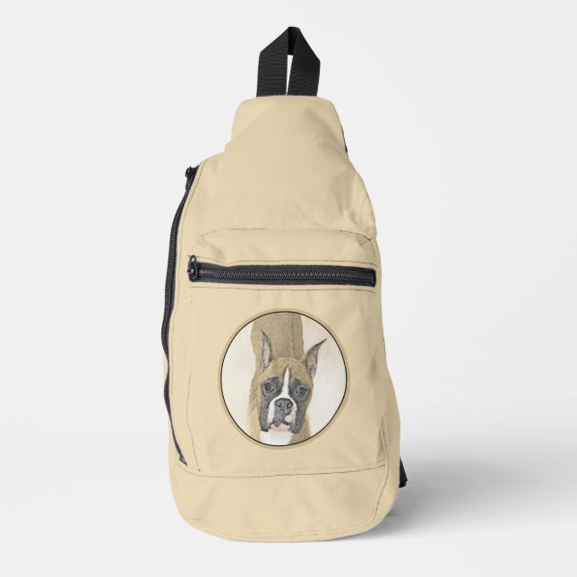 Boxer Painting Fawn Cropped DockingNiedliche Hundk Crossbody Bag (Vorderseite)