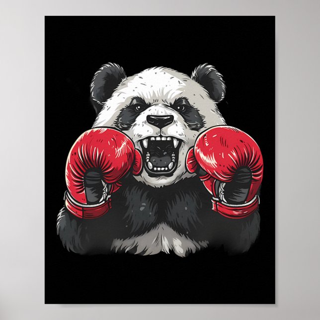 Boxer-Panda mit Boxhandschuhen Kickboxen Lustiges  Poster (Vorne)