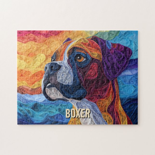 Boxer Paper Quilling Art Dog Portrait (Horizontal)
