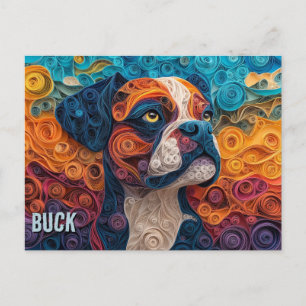 Boxer Paper Quilling Art dOG Portrait Postkarte
