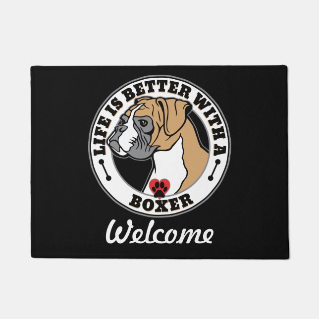 Boxer Personalisiertes Leben besser mit einem Boxe Fußmatte (Vorderseite)